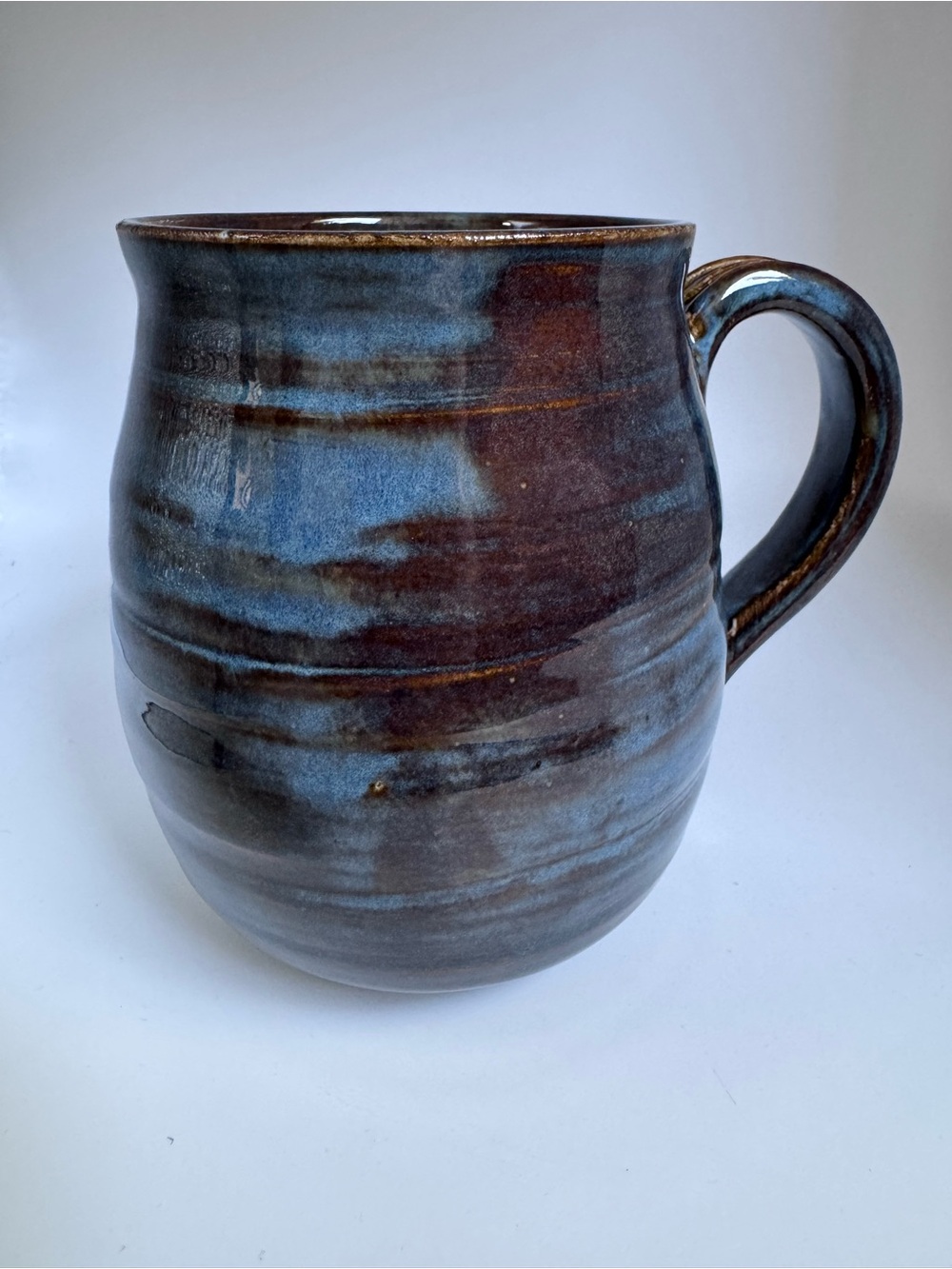 Large Handmade Blue Brown Glazed Ceramic Mug